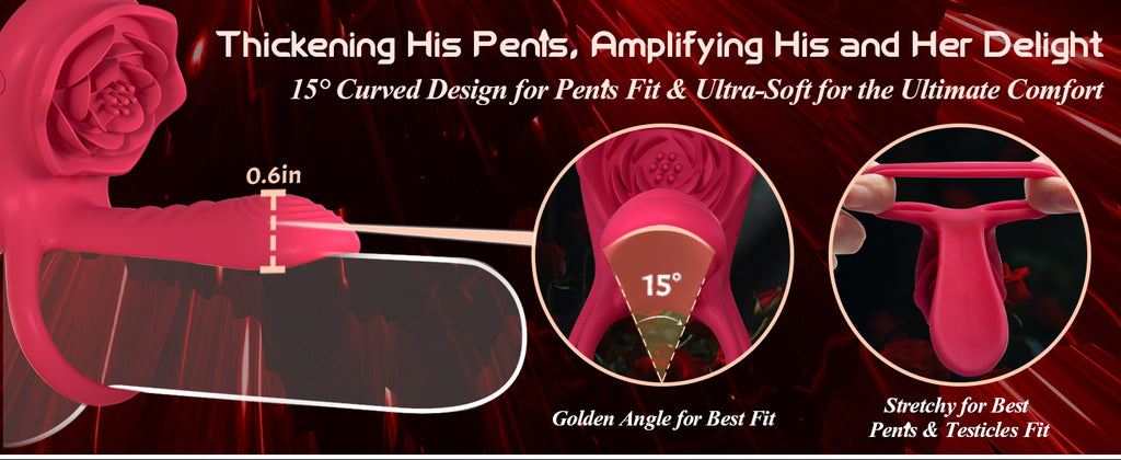 Rose Penis Ring Vibrator Female G-spot Clitoral Stimulation Male Ejaculation Delay Silicone CockRing Adult Sex Toy for Couples