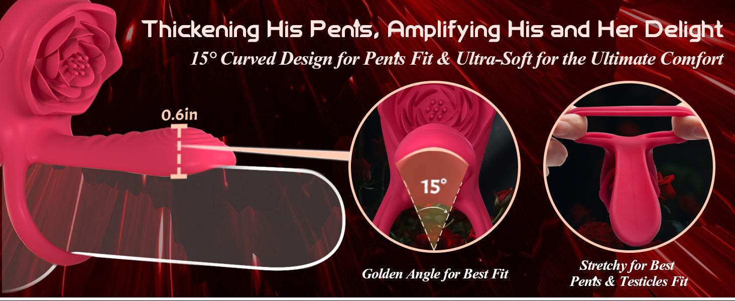 Rose Penis Ring Vibrator Female G-spot Clitoral Stimulation Male Ejaculation Delay Silicone CockRing Adult Sex Toy for Couples