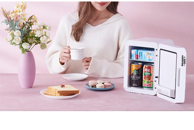 4L Multifunctional Mini Refrigerator Cosmetic Dormitory Fridge Control Use Countertop Portable Fridge Mirror 220V EU