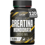 Creatine Monohydrate 120 Tablets of 3000mg Creatin Pure per dose. Creatine Monohydrate for Muscle Mass and Energy Boost. Creatine Pre and Post Workout. Creatine Made in Italy, 100% Vegan | LAGA Pharma. LAGA Healthy. LA.GA |