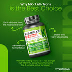 VitaStrong Vitamin K2 200 mcg, High Power, 1 Daily, 450 Tablets, Bone Health, Bone & Muscle support, Food Supplement, Premium Quality, 100% Vegan and Clean Formula