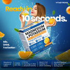 Vitastrong Magnesium & Potassium 10-in-1 Formula - 24 Sticks with Vitamin C and B-Vitamins, Orange Taste, Sucrose-free, GMO-free, Gluten-free