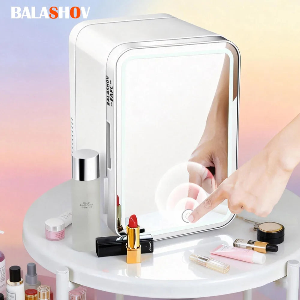 4L Multifunctional Mini Refrigerator Cosmetic Dormitory Fridge Control Use Countertop Portable Fridge Mirror 220V EU Main image