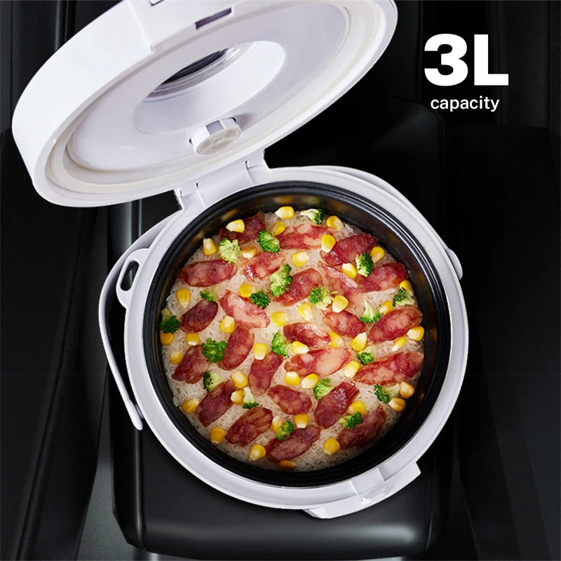 12V 24V 220V 3L Electric Rice Cooker Car Trucks Electric Soup Porridge Cooking Machine Food Steamer Warmer Heated Rice Cooker