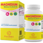 Magnesium Bisglycinate Capsules with Vitamin B6, Vitamin B1, Vitamin B5-Magnesium Pure Bisglycinate for Mental Tiredness-Magnesium Bisglycinate 250mg-Magnesium Bisglycinate