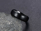 Vnox Personalize Stainless Steel Beveled Edge Brushed Center Ring for Men Women Black Wedding Band Custom Name Letter Date Ring