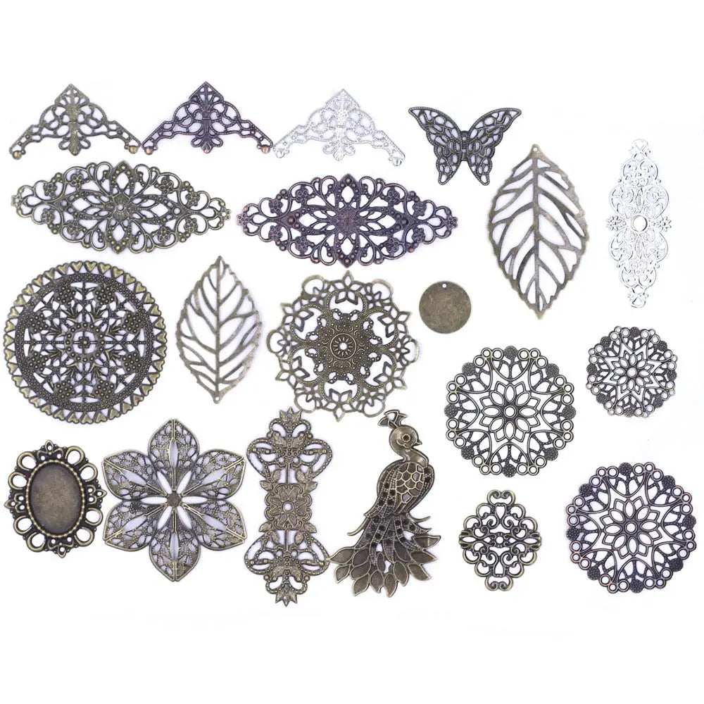 10Pcs Connectors Pendants Butterfly Filigree Flower Wraps Metal Crafts For Embellishments Scrapbooking Jewelry DIY Accessories Main image