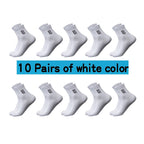 20Pcs=10Pairs High Quality Men Socks Cotton Breathable Sweat-Absorbent Middle Tuble Black Socks Deodorant Business Men Gift Sock