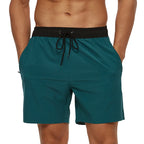Escatch 2026 Summer Man Swimwear Solid Fashion Quick Dry Drawstring Elastic Waist Surfing Zipper Pocket Gym Beach Pants Shorts