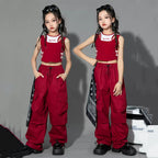 Cargo Pants for Teenage Kids New Summer Streetwear Hip Hop Sweatpants for Girls Baggy Wide Leg Straight Trousers 6 8 10 12 14 Y