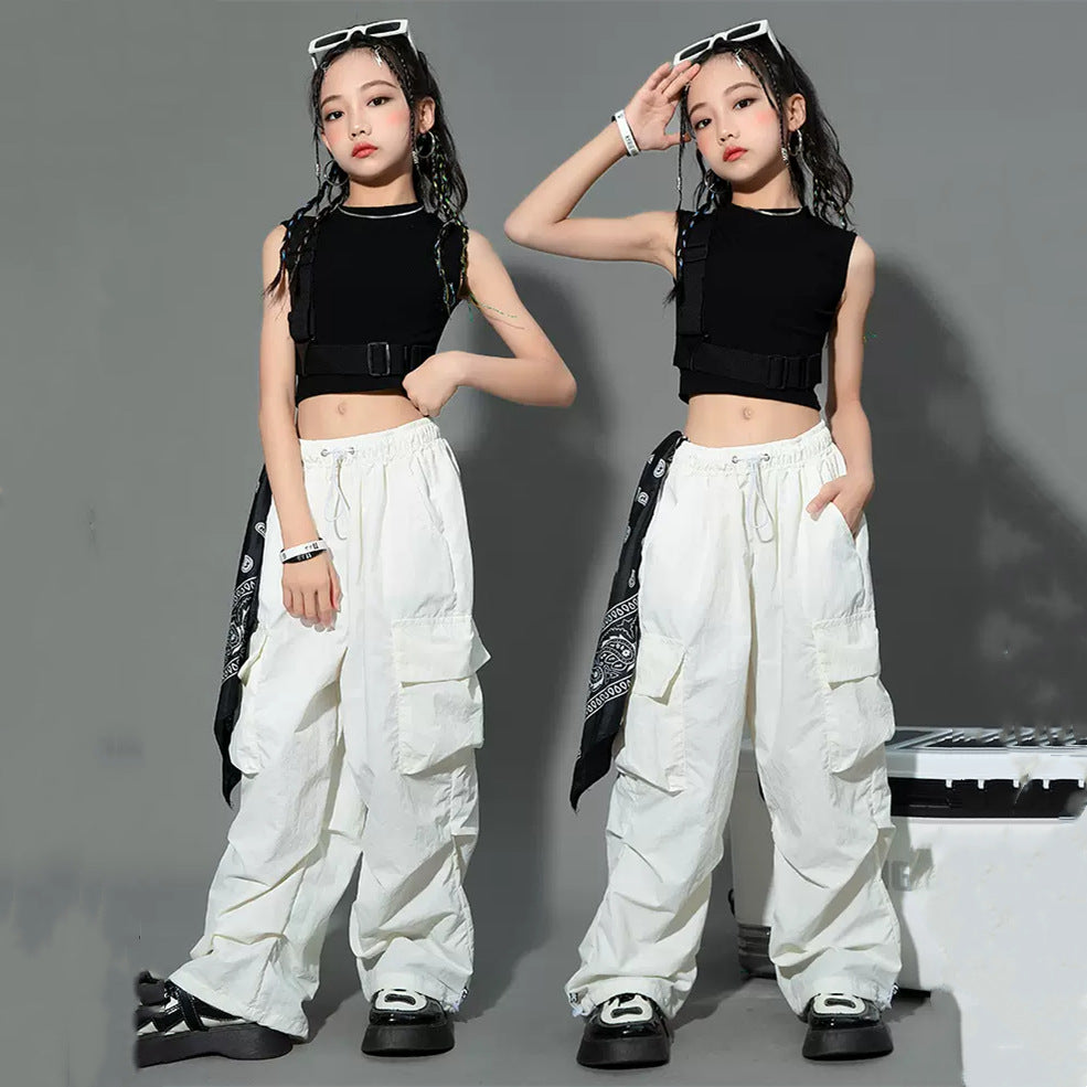Cargo Pants for Teenage Kids New Summer Streetwear Hip Hop Sweatpants for Girls Baggy Wide Leg Straight Trousers 6 8 10 12 14 Y