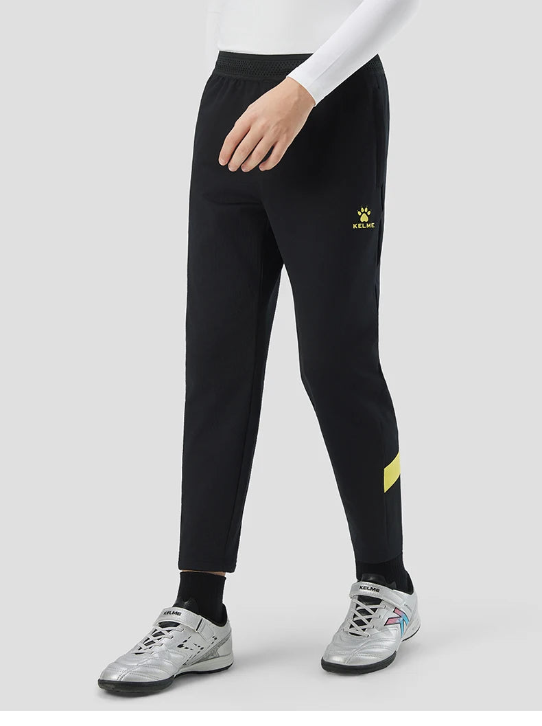 Kelme Kids' Fleece-lined Sports Pants Football Training Pants Casual Fitness Running Pants Warm Windproof Stretch Long Pants