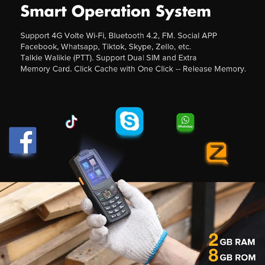 AGM M7 2+16G Volte Android Feature Phone Waterproof Touch Screen 2500mAh Cellphone with English Russian Keyboard