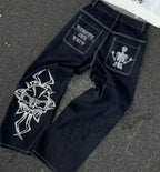 American Y2K 2025 New Baggy Wide Leg Black Jeans Overszied Women Street Casual Joker Denim Pants Couple Jeans Vintage Streetwear
