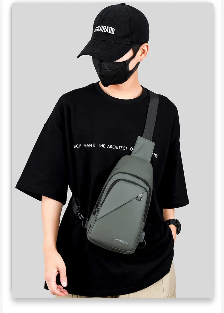 Men's Fashionable Casual Chest Bag Outdoor Cycling Waterproof Durable Sports Backpack Trendy Versatile Portable Crossbody Bag
