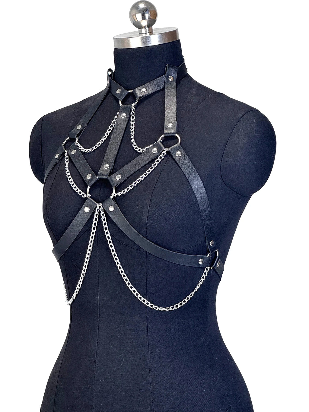 Women Fashion Belt Female Street Style Harness Adjustable Chest Belt with Chain Leather Waistband Gothic Clothing Accessories