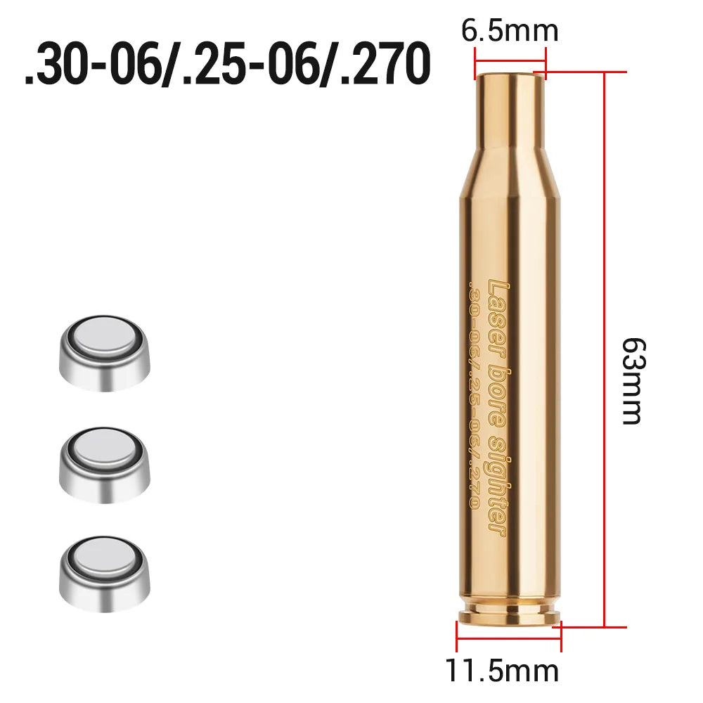 Red Dot Laser Brass Boresighter CAL .223/5.56/9mm/308/7.62/.45/30-06 Cartridge Boresight for Rifle Scope Hunting Gun Accessories