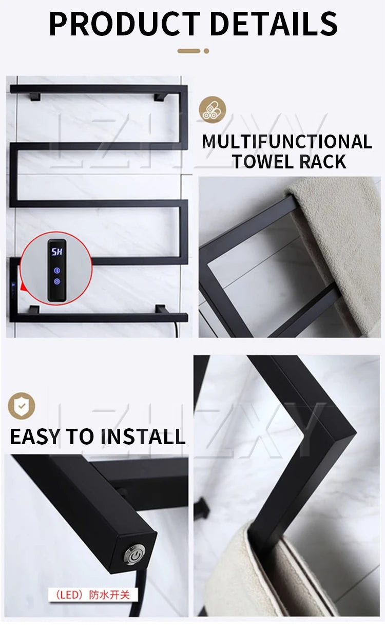 Intelligent timed temperature control electric towel rack clothes drying rack special-shaped bow 304 pendant
