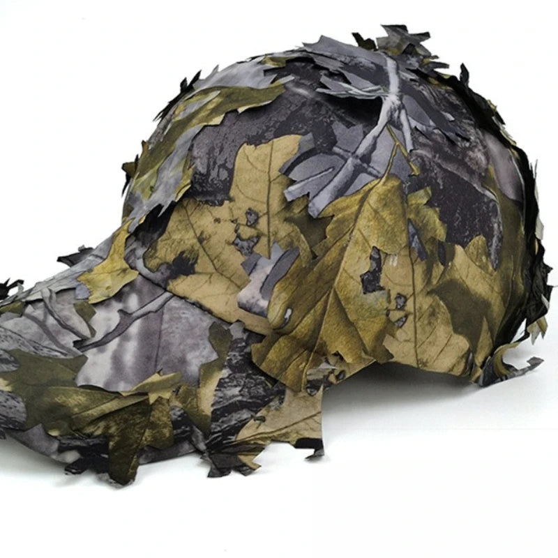 Men's 3D Leaf Camo Baseball Cap, Adjustable Quick Dry Tactical Sniper Hat for Outdoor Hunting Fishing Airsoft Multi-color