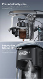 HiBREW 6 in 1 Multiple Capsule Coffee Machine Hot/Cold DG Nes Capsule ESE Pod Tea Basket Ground Coffee Cafeteria 20Bar H6