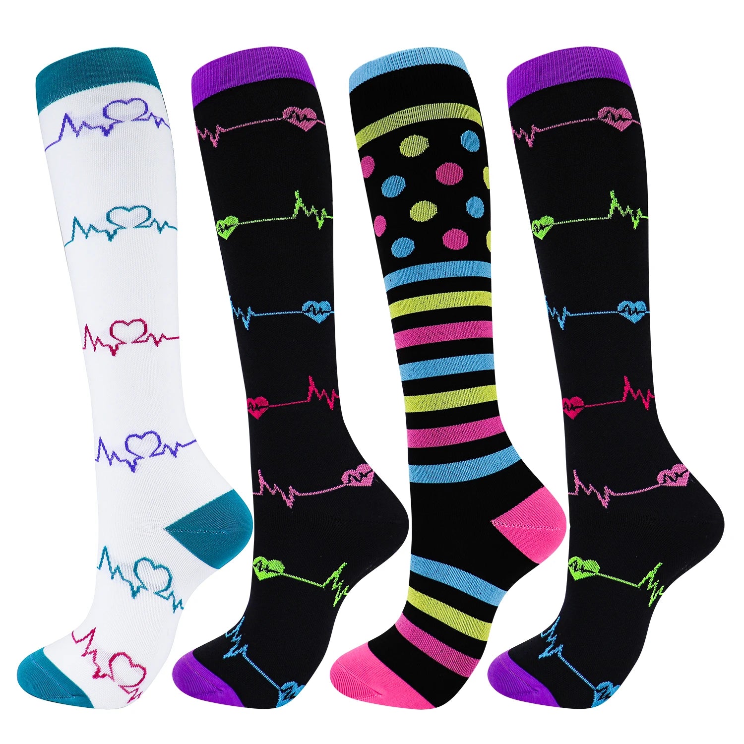 Compression Socks Women Men Knee Stocking Edema Diabetes Varicose Veins Nurse Compression Running Cycling Travel Socks Main image