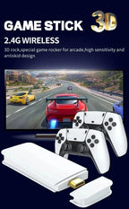 4K HD 64G Video Game Console: M15 Game Stick with 40000+ Classic Arcade Games, Dual Wireless Gamepads Two-Player TV System