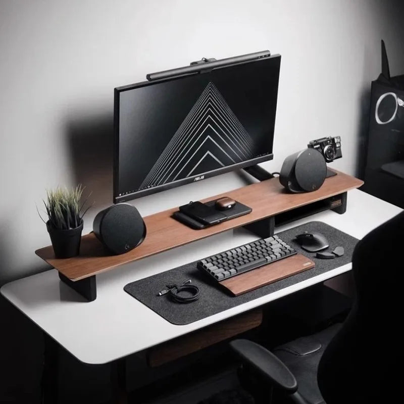 Z1 Monitor Height Increasing Rack Office Luxury Desk Setup E-sports Room Monitor Bracket Wooden Screen Stand with Compartments Main image
