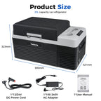 Patbrela 20L Car Refrigerator 12V Compressor Fridge 12/24V DC 100-240V AC Portable Compressor Cooler Box for Camping Travel with APP Camping Fridge