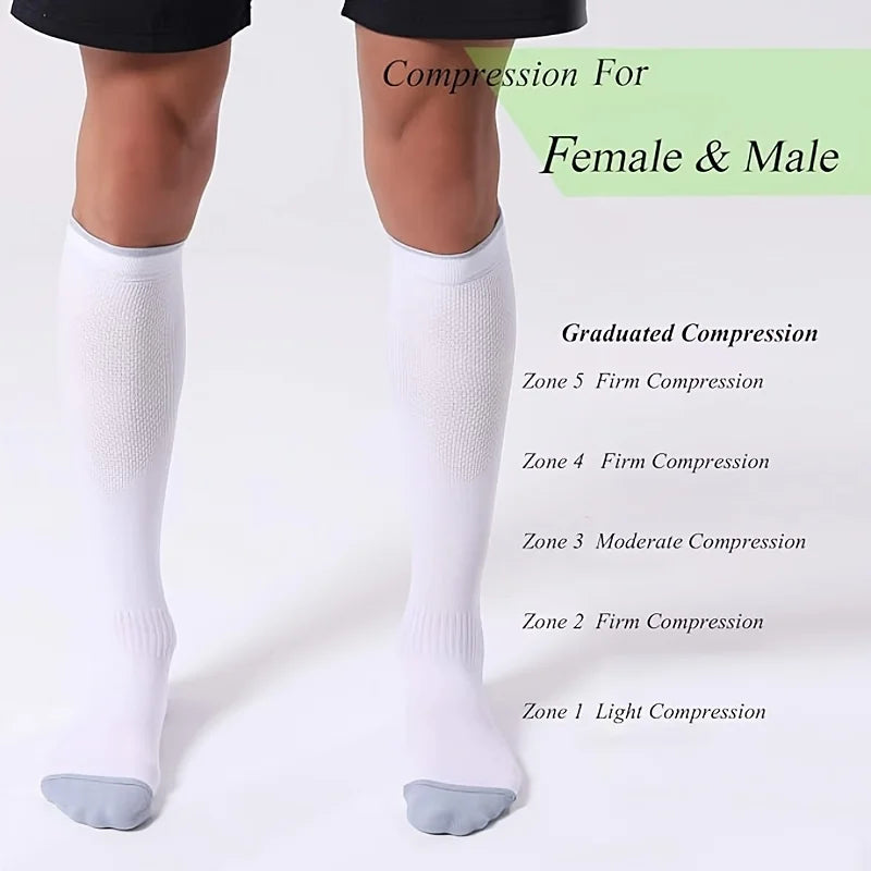 1/4 Pair Compression Socks Men Women 20-30mmhg - Circulation Support Socks Suitable Care Travel - Soft Breathable Sports Socks