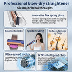 2-in-1 Hair Dryer and Flat Iron Dual Heat Negative Ion Hair Styler for Quick Drying and Straightening Travel Friendly Home Use