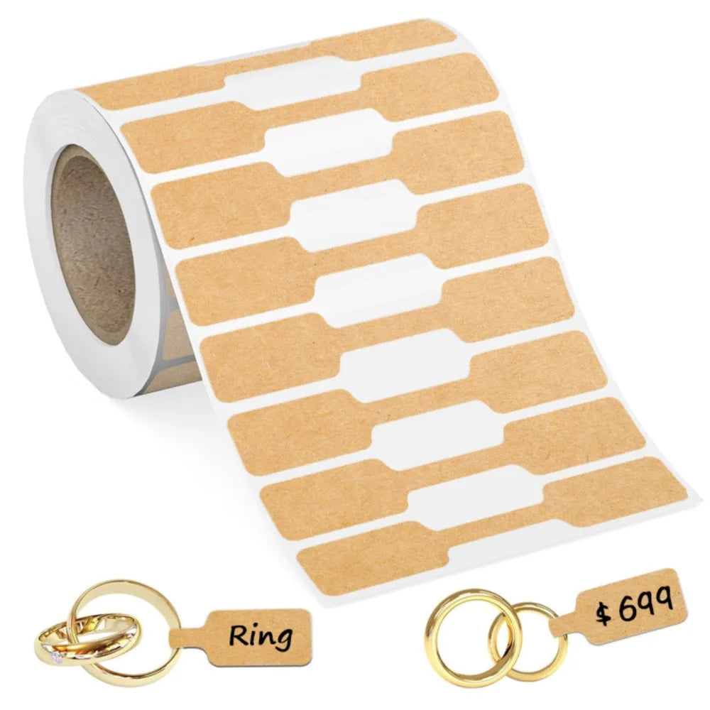 500Pcs/Roll Blank Paper Price Tags Portable Self Adhesive Stickers Jewelry Hangtags Necklace Ring Display Packaging 2030