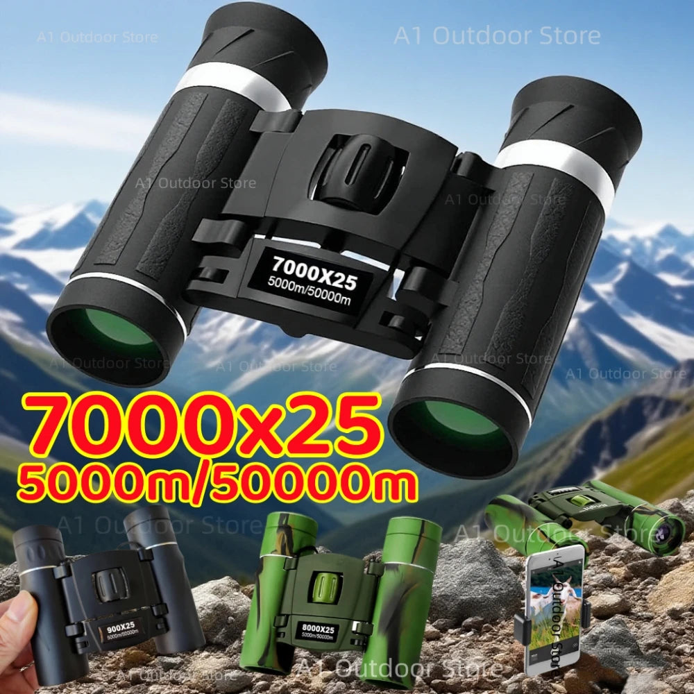 Powerful Long Range Binoculars Monocular Telescope Folding Portable BAK4 FMC Optics Jumelles for Outdoor Camping Hunting Concert Main image