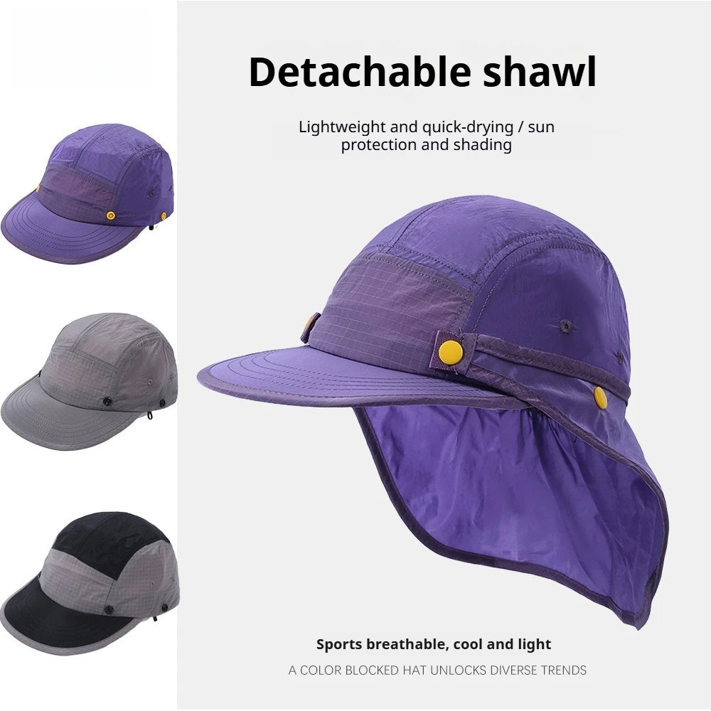 UPF50+ Sun Hat Detachable Neck Flap Quick Dry 5 Panel Camp Cap Outdoor Fishing Hiking Safari Hat Breathable Lightweight Unisex Main image