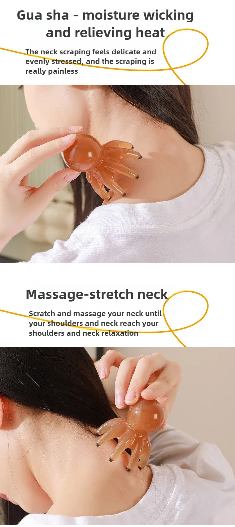 Resin Octopus Massage Comb Head Meridian Scraping Scalp Massage Brush Acupuncture SPA Gua Sha Massage Comb Fatigue Relief