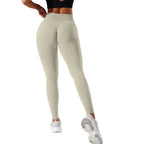Women's High-Waisted Seamless Leggings, Quick-Dry Breathable Fabric, Four-Way Stretch Sporty Style for Yoga Cycling Running