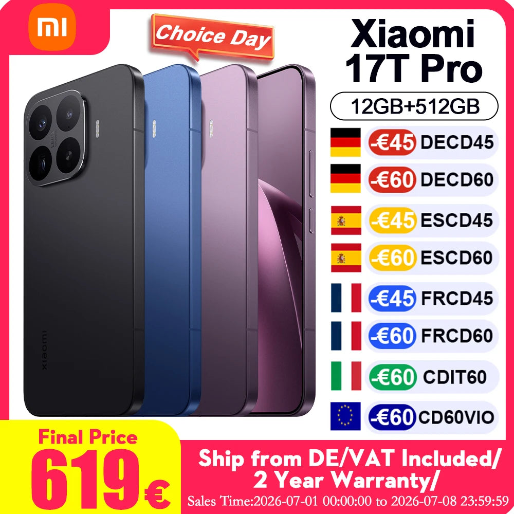 Xiaomi HyperOS Mobile Phone 6.83 "AMOLED Display Leica 5X Telephoto Lens 7000mAh (type) Silicon-carbon Battery Global Version Xiaomi 17T Pro Cellphone