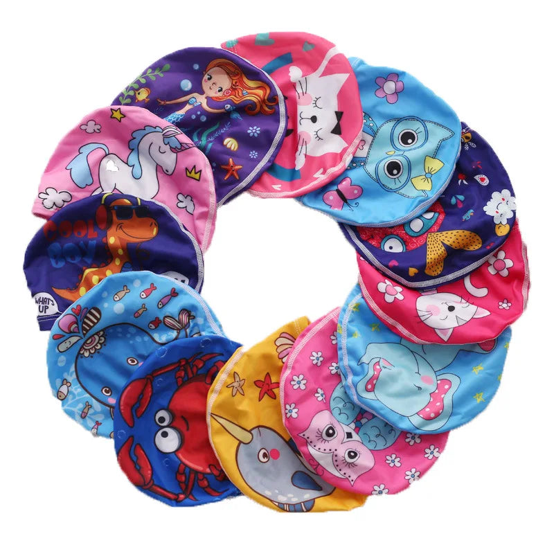 Kids Swim Cap Cartoon Pattern High Elastic Ear Protection Breathable for Pool Swimming Boys Girls Comfort Fit