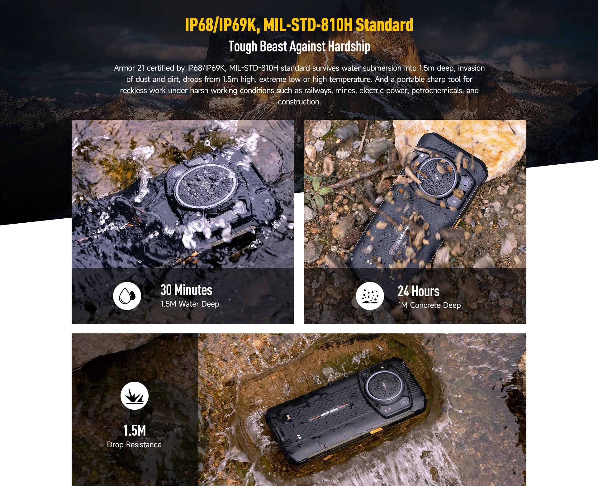 Ulefone Armor 21 Smartphone, G99 Android 15, 16GB RAM, 256GB ROM, Rugged Phone, 64MP, 9600mAh, Mobile phone, Global