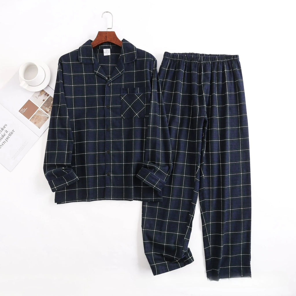 Men's Home Suits Long-sleeved Trousers Suits for Autumn and Winter Pijamas for Men Flannel Plaid Design Pajamas for Men