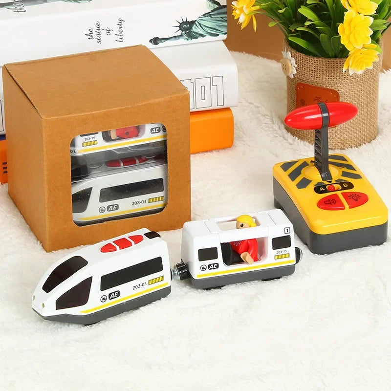 RC Electric Train Set Toys for Kids Car Diecast Slot Toy Fit for Standard Wooden Train Track Railway Battery Christmas Trem Set Main image