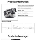 Fashion New Square Bead Rivet Belt Metal Pyramid Belt Men and Women Punk Hardware Jeans Belt Y2K Belt Designer Belt Women's Belt