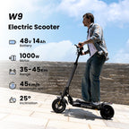 iScooter W9 Electric Scooter for Adults 1000W Motor 48V14AH Battery Foldable E-scooter 10 Inch Tire All-Terrain EScooter