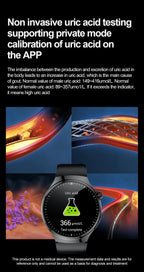 2025 New Nursing Grade Smart Watch Blood oxygen Blood Lipid Uric Acid ECG+PPG Body Temperature Bluetooth Call Health Smartwatch
