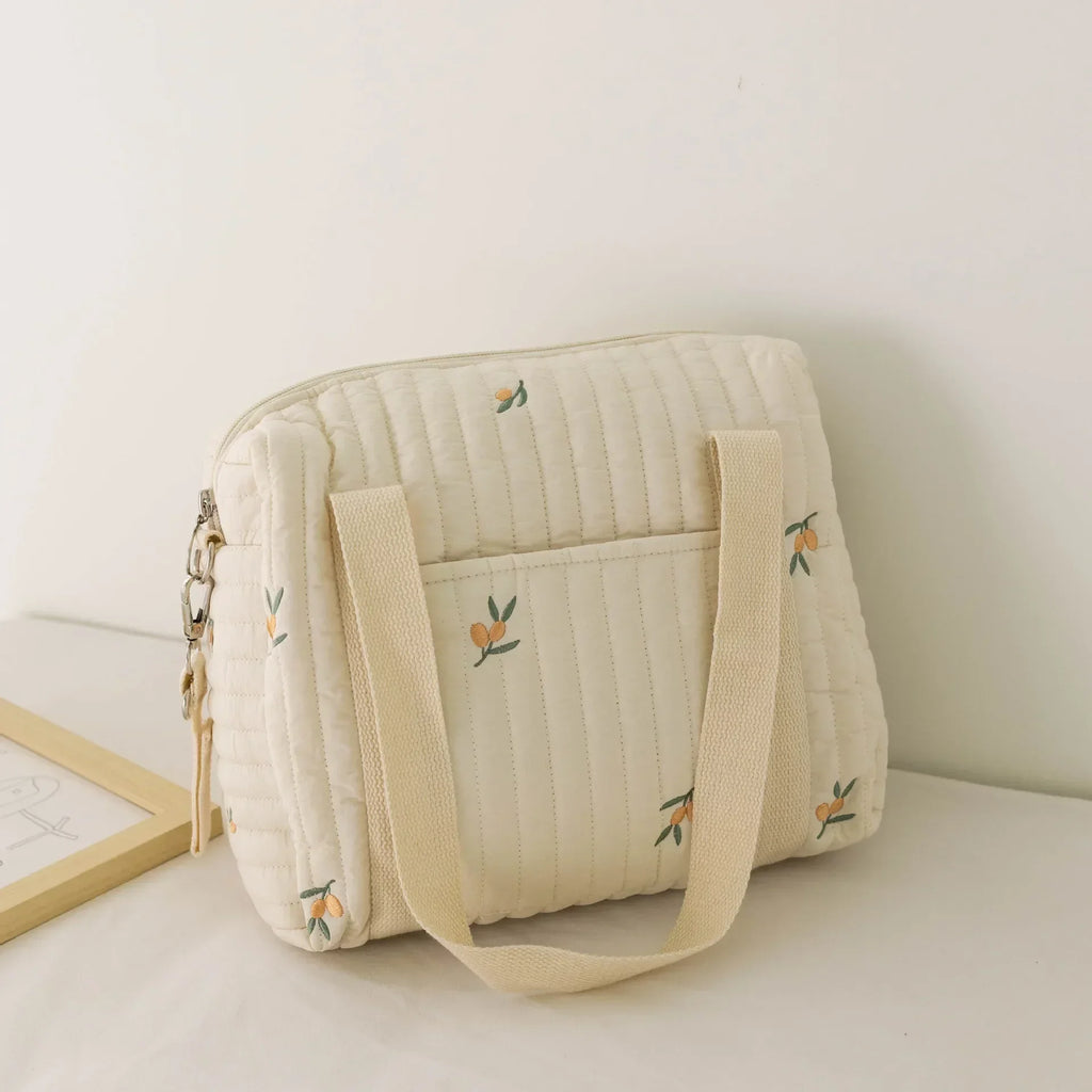 Cute Bear Baby Stroller Nappy Bag Korea Embroidery Cotton Mommy Bag Soft Maternity Shoulder Pack Portable Baby Diaper Organizer