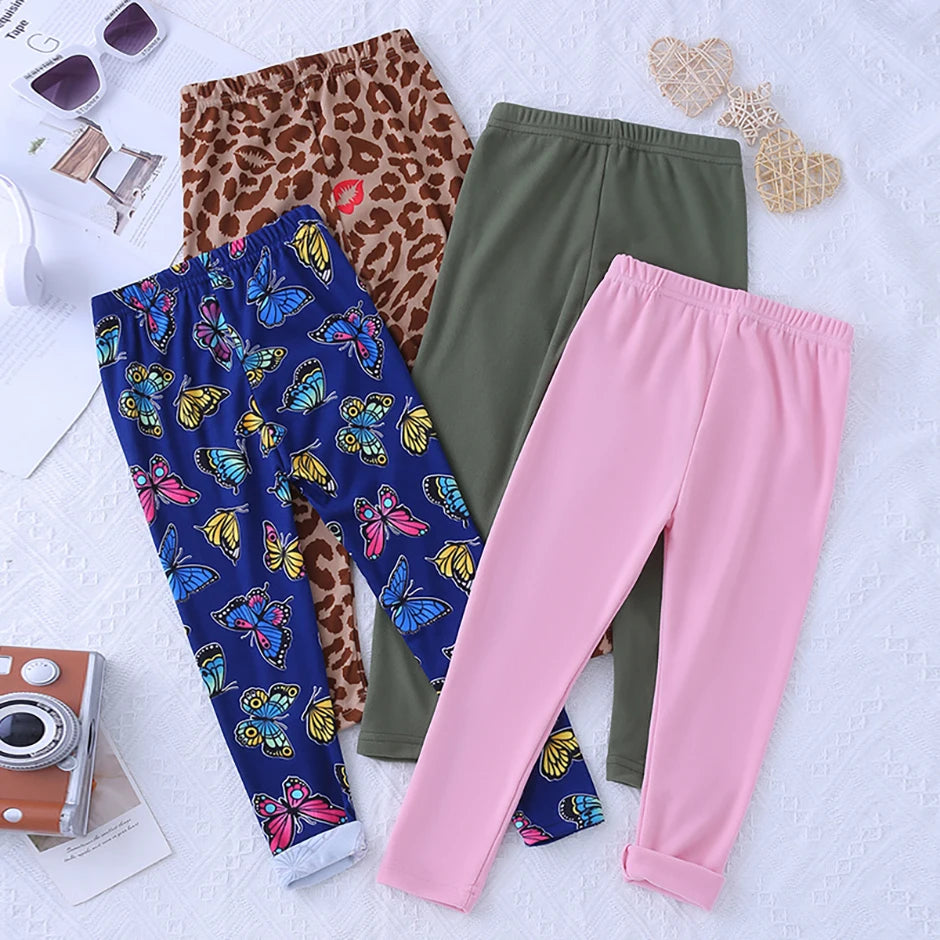 3/4-piece Autumn/Winter Children's Multi-color Combination Fashionable Slim Fit Leggings For Girls Sports And Casual Warm Pants