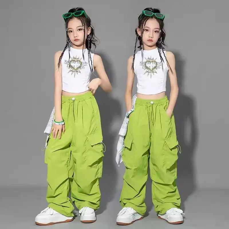 Cargo Pants for Teenage Kids New Summer Streetwear Hip Hop Sweatpants for Girls Baggy Wide Leg Straight Trousers 6 8 10 12 14 Y