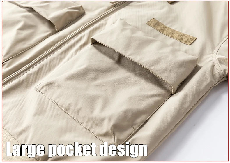 Men's Spring Casual Blazer Jacket Turn-Down Collar Stylish Versatile Office Wear Lightweight Coat Trendy Man Large Pocket Jacket