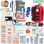 379pcs Home Office First Aid Kit Portable Emergency Bag, Red Survival Carry-On for Outdoor Activities, Camping, Hunting, Hiking