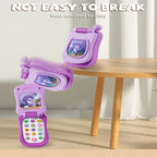 Puzzle early education music mobile phone cartoon simulation flip phone baby toy 61 children's gift English