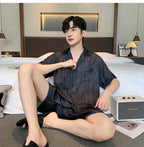 New men's summer summer thin ice silk short-sleeved shorts pajamas teenagers can wear a home service suit